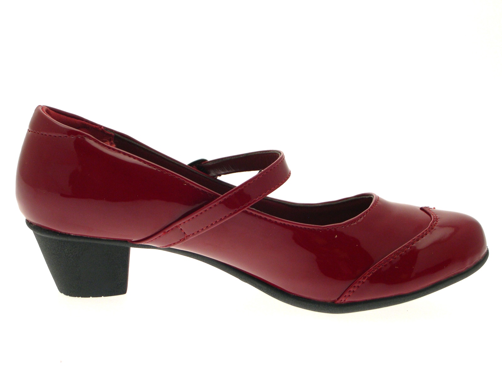 red low block heel shoes